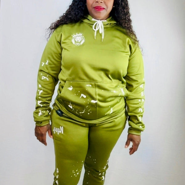 Ngozi, Olive Green Super Stacked Sweatsuit