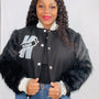 Ngozi Black Varsity Fur and Wool Jacket