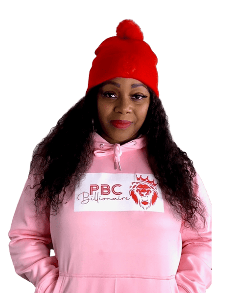 Red Beanie hat with puff ball