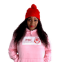 Red Beanie hat with puff ball