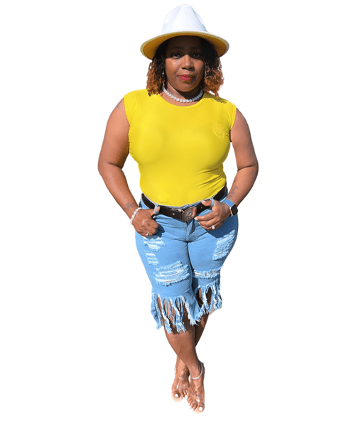 Yellow body suit