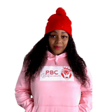 Red Beanie hat with puff ball