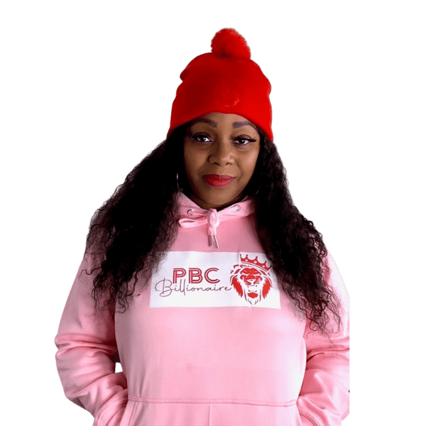 Red Beanie hat with puff ball